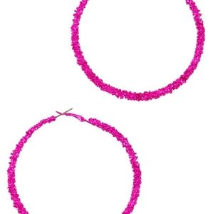 3 inch hot pink metal hoops